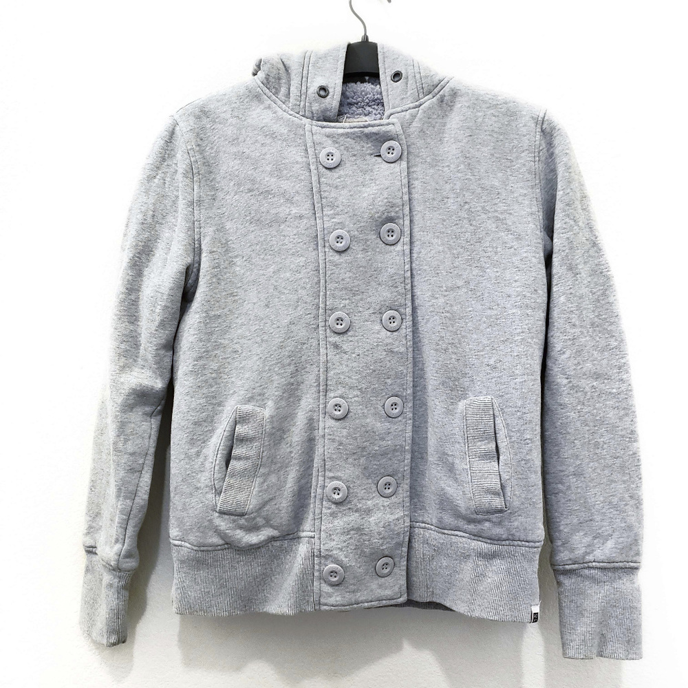 ROXY • Gray Furry Button Up Jacket Hoodie